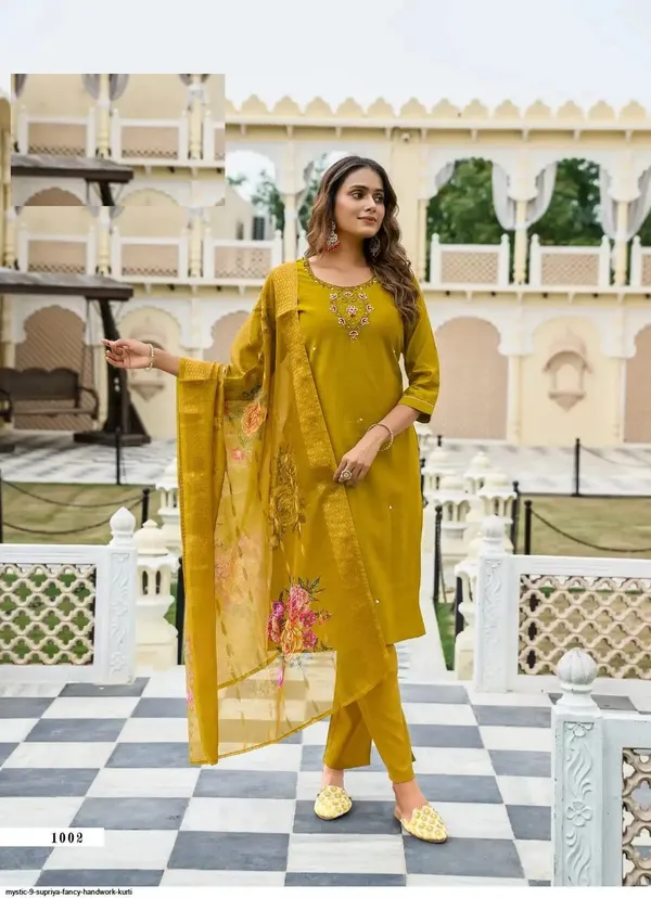 Premium Heavy Silk Handwork Suit Set with Chanderi Digital Zari Dupatta | TS2183