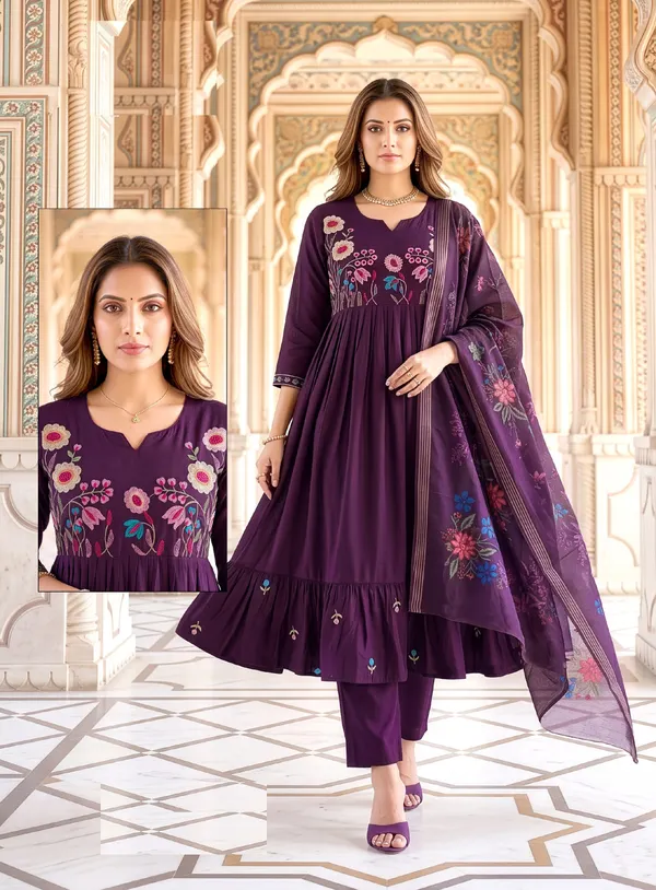 Roman Cotton Umbrella Top Bottom Dupatta | TS3768