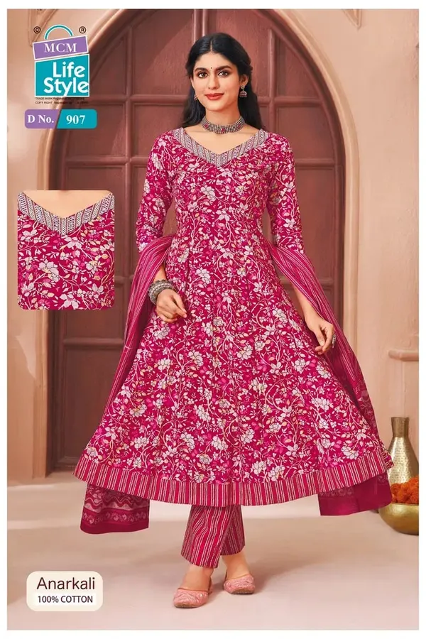 Premium Cotton Panel Anarkali Top Bottom & Dupatta  | SW907