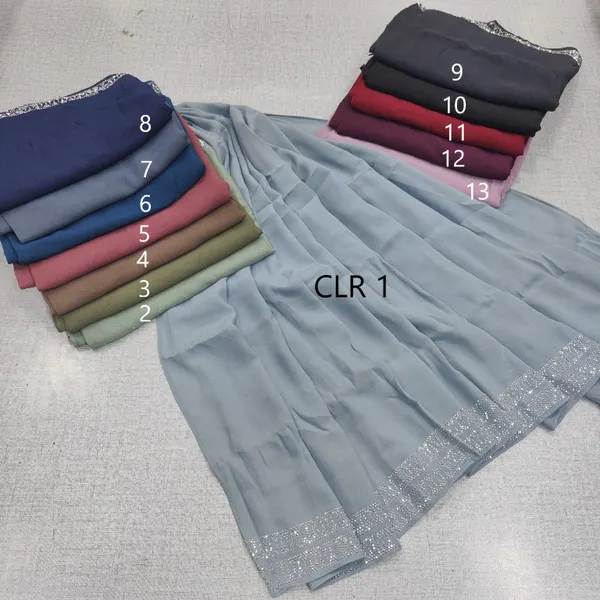 Chiffon / Satin Stone work Hijab | H177