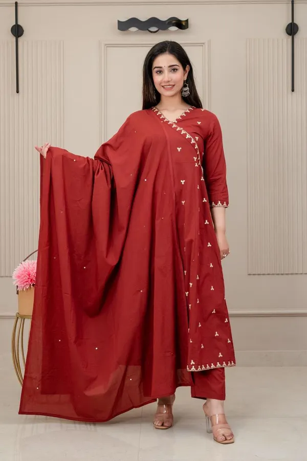 Premium 60×60 Cotton Top Bottom Dupatta Set | TS3006