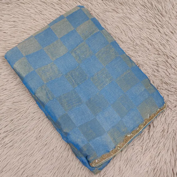 Premium Fendy Silk Saree with Dusky Checks & Cut Dana Work | SR85