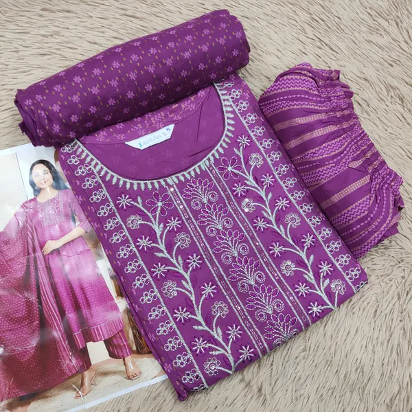 Premium Rayon Anarkali Top Bottom Dupatta Set | TS2026