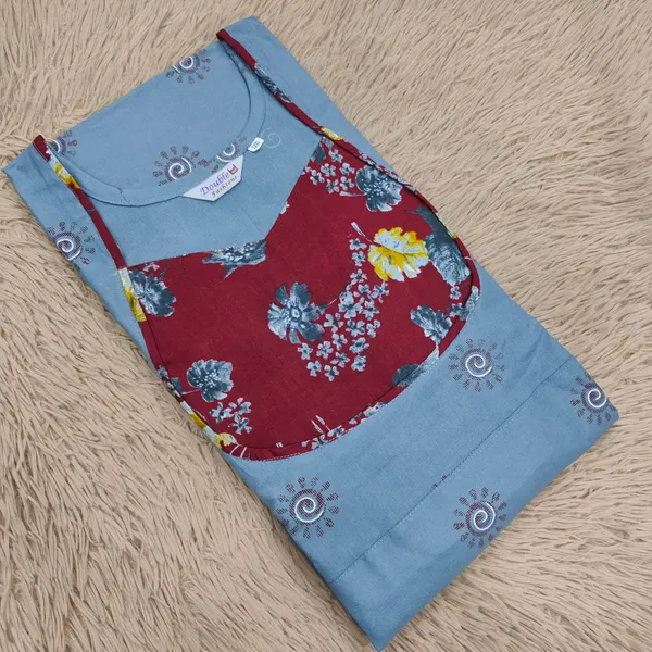 Premium Cotton Frock Nighty | Adjustable Rope & Side Pocket | NT4002