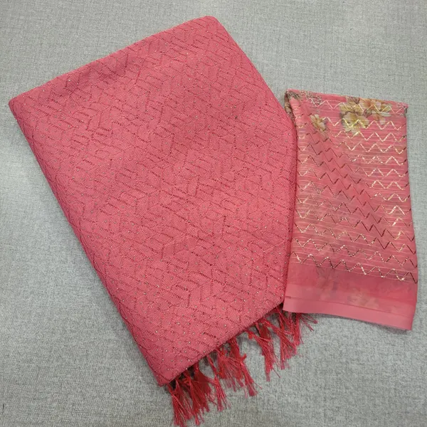 Heavy neted Saree with Contrast blouse | SR173