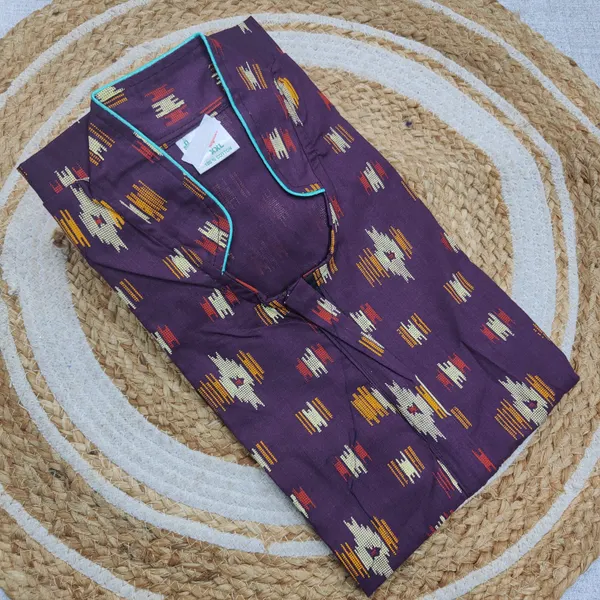 Premium Rajwadi Cotton Collar Neck Nighty | NT3808