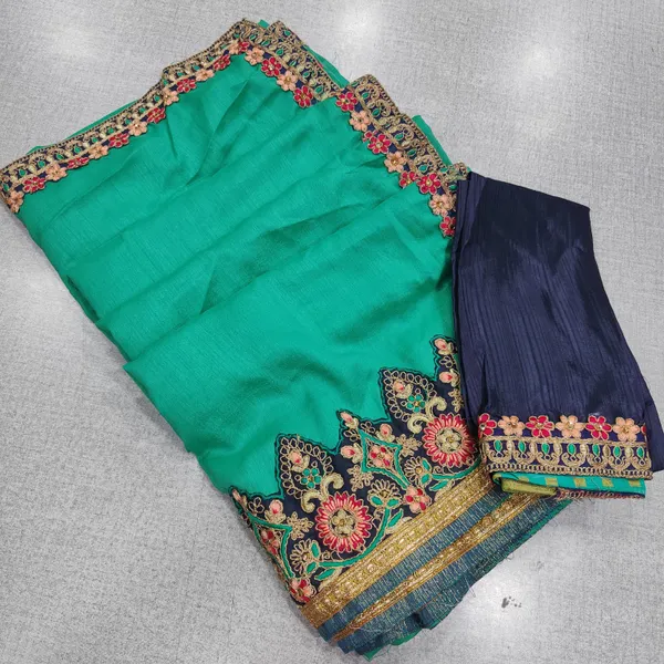 Vichitra Silk embroidery border saree | SR281