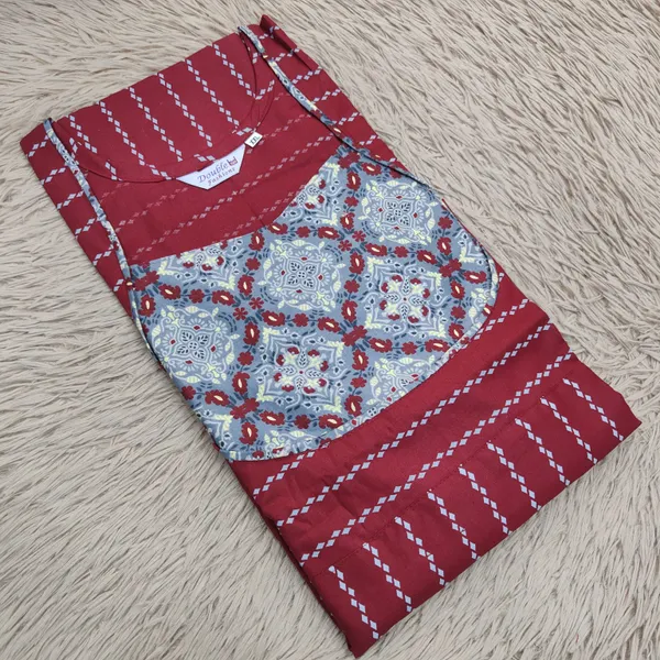 Premium Cotton Frock Style Nighty with Adjustable Rope and Side Pocket  | NT3270