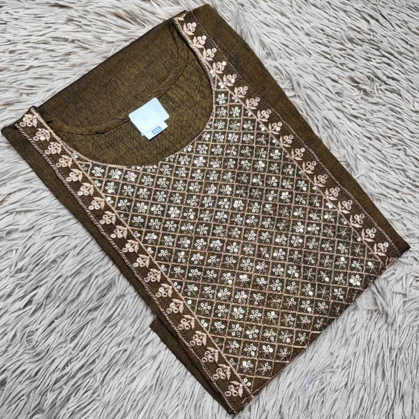 Dual Tone Cotton Zari Embroidery Straight Kurti with Side Cut |SD45