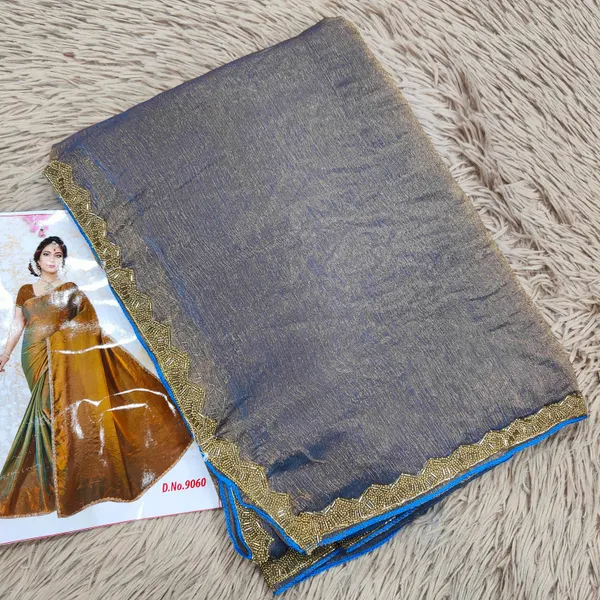 Premium Space Silk Plain Saree with Beads Work Border | SR39