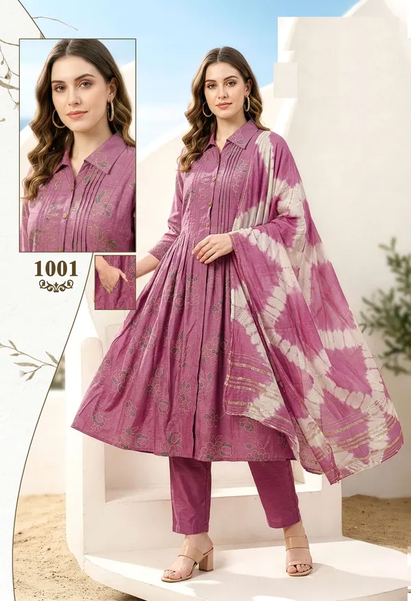 Premium Vatican Anarkali Top Bottom Dupatta Set | TS3062