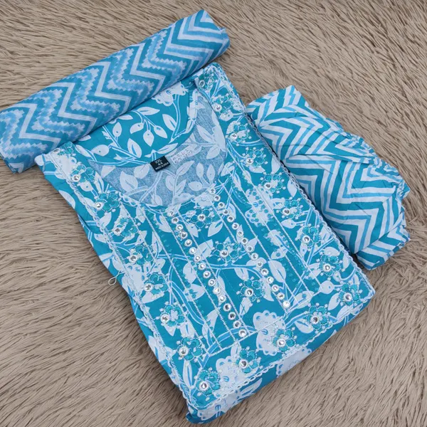 Cotton Anarkali Top Bottom Dupatta Set | TS3046