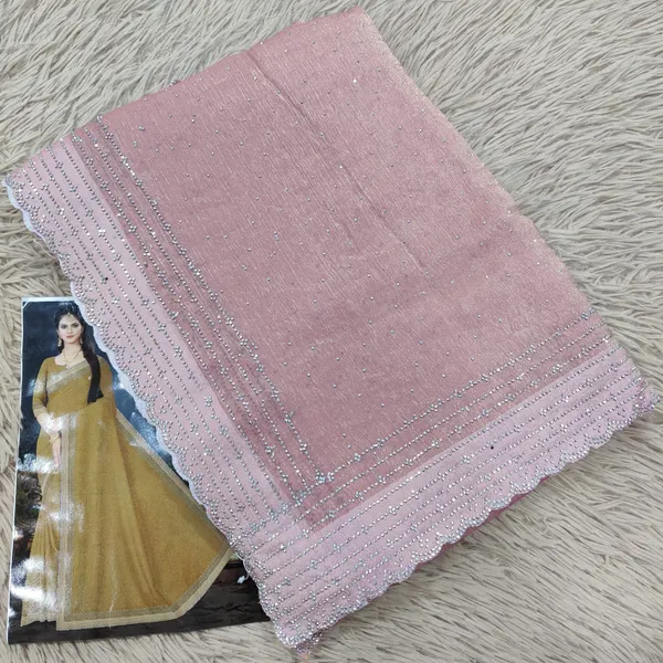 Space Silk Plain Saree With heavy Stone Work|SR31