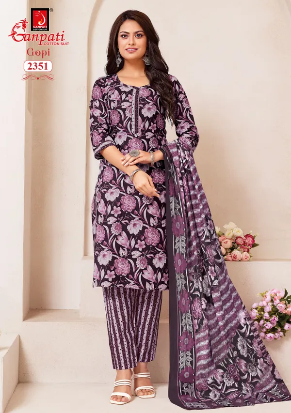 Ganpati Premium Cotton  Straight Kurti with Bottom & Dupatta | TS2259