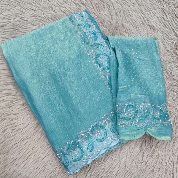 Premium Fendy Silk Pastel Saree with Multi-Colour Stone Work | SR91