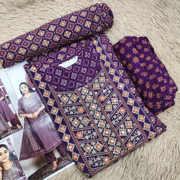 Premium Rayon Anarkali Top Bottom Dupatta Set | TS2031