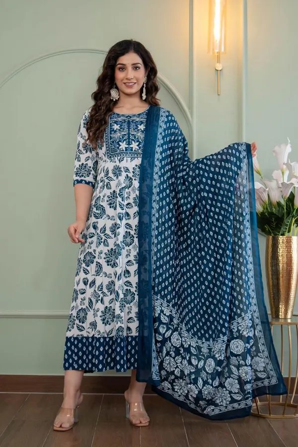 Premium Rayon Anarkali Kurti with Dupatta | KS971