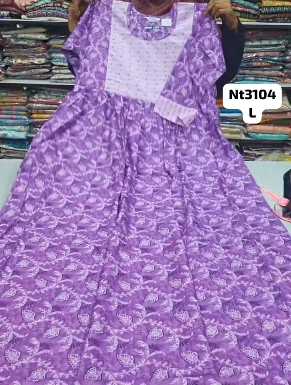 Full Hand Premium Frock Style Nighty } NT3104