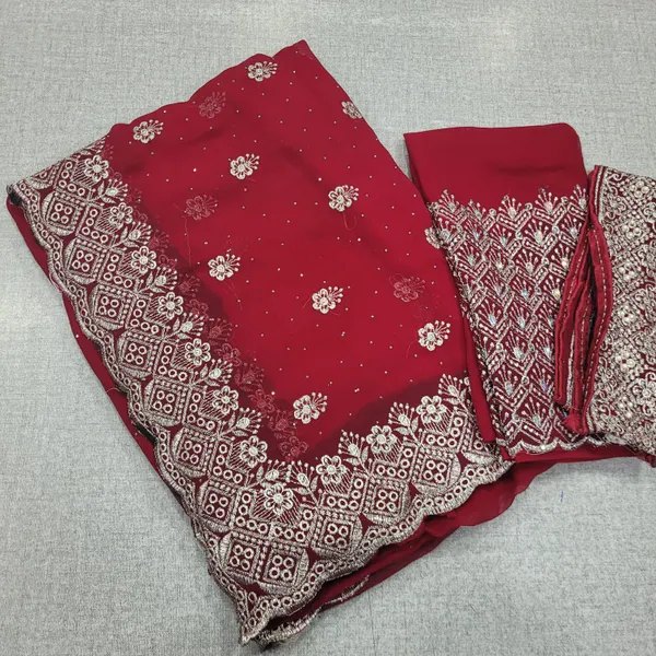 Heavy Georgett Saree with Heavy Blouse n Belt | SR168