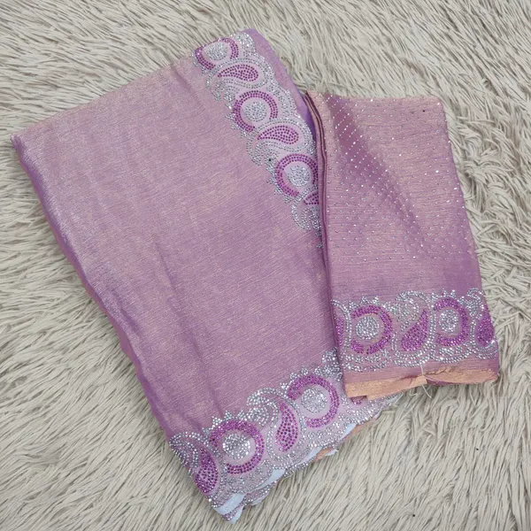Premium Fendy Silk Pastel Saree with Multi-Colour Stone Work | SR91
