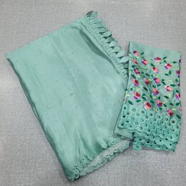 Premium Satin Saree with Heavy embroidery Blouse | SR161