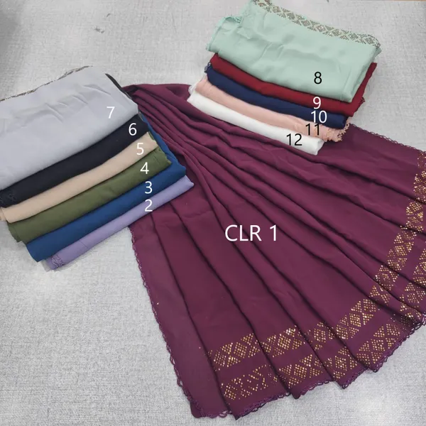 Chiffon / Satin Stone work Hijab | H173
