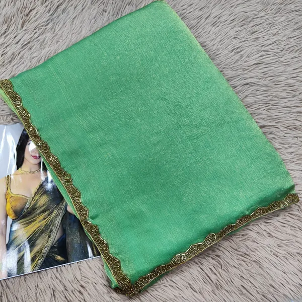 Premium Space Silk Plain Saree with Beads Work Border |SR30