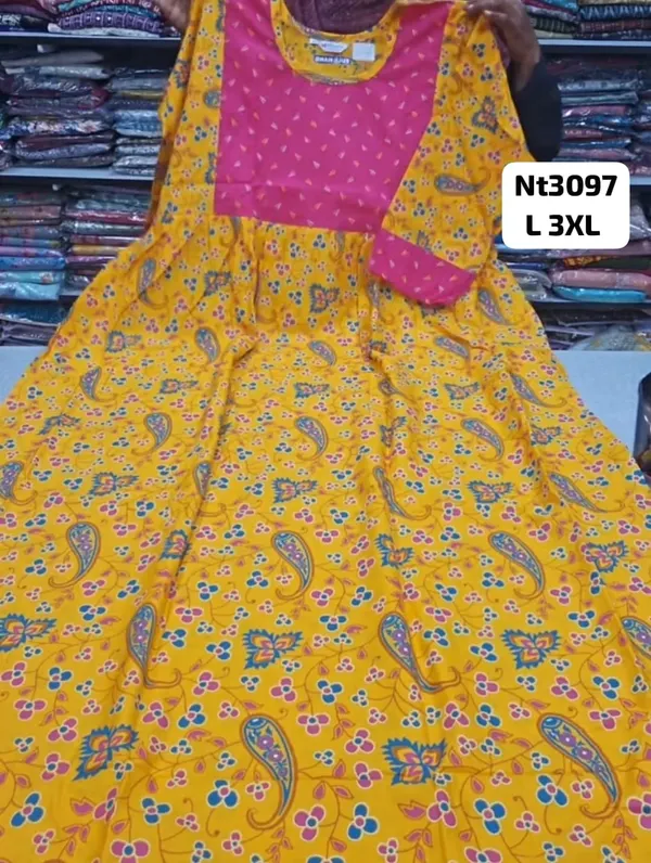 Full Hand Premium Frock Style Nighty } NT3097