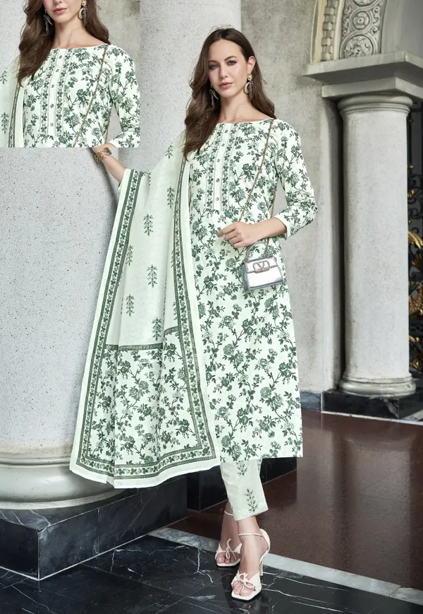 Premium Cotton Batik Straight Kurti  Bottom Dupatta Set | TS1690