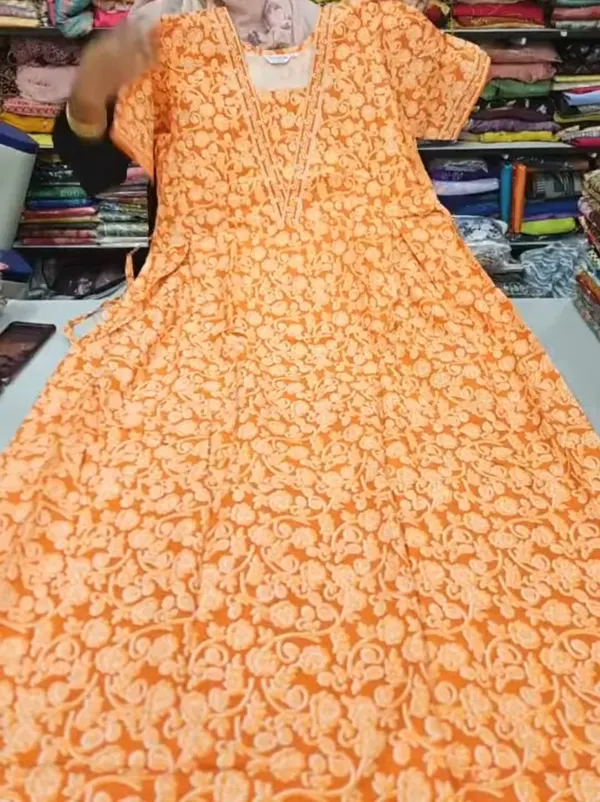 Pure Jaipur Cotton V-Neck Frock Maxi | NT3790