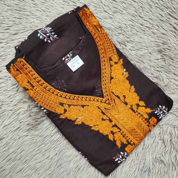 Pure Cotton Embroidery Nighty Fully Overlocked | NT2538