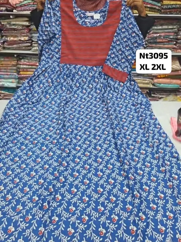 Full Hand Premium Frock Style Nighty } NT3089