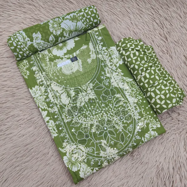 Cotton Anarkali Top Bottom Dupatta Set | TS3047