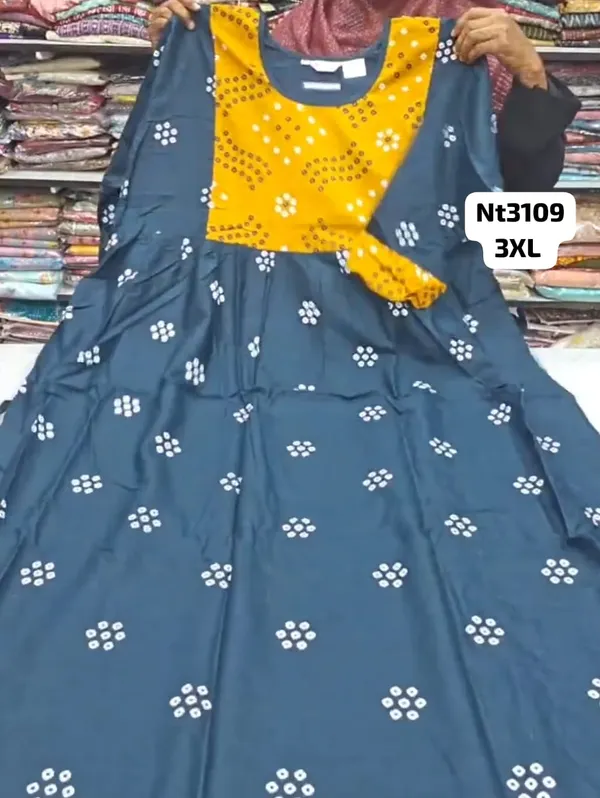 Full Hand Premium Frock Style Nighty } NT3109