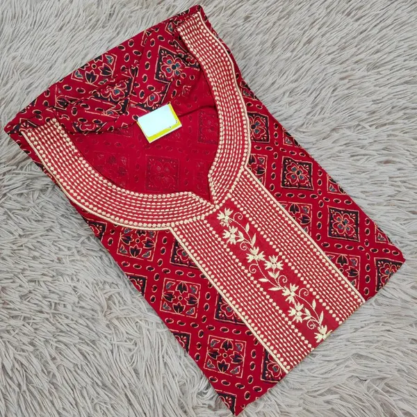 Ajrak Cotton | Embroidery Nighty | NT1386