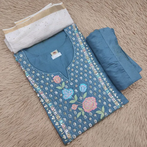 Premium Top Bottom Dupatta Set – Kolkata Style Handwork  | TS2201