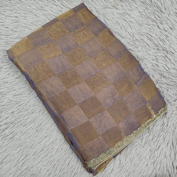 Premium Fendy Silk Saree with Dusky Checks & Cut Dana Work | SR85