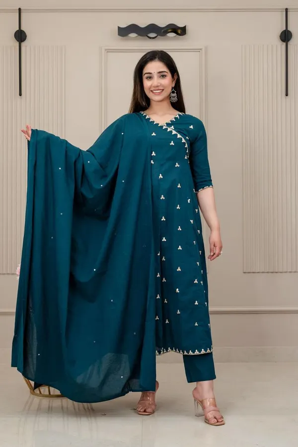 Premium 60×60 Cotton Top Bottom Dupatta Set | TS3007