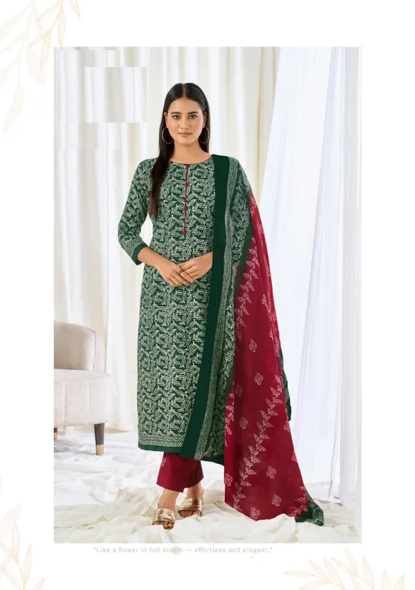 Pure Cotton Salwar Set Straight Pant & Dupatta | TS2537