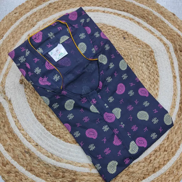 Premium Rajwadi Cotton Collar Neck Nighty | NT3814