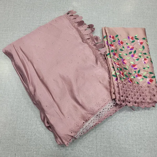 Premium Satin Saree with Heavy embroidery Blouse | SR161