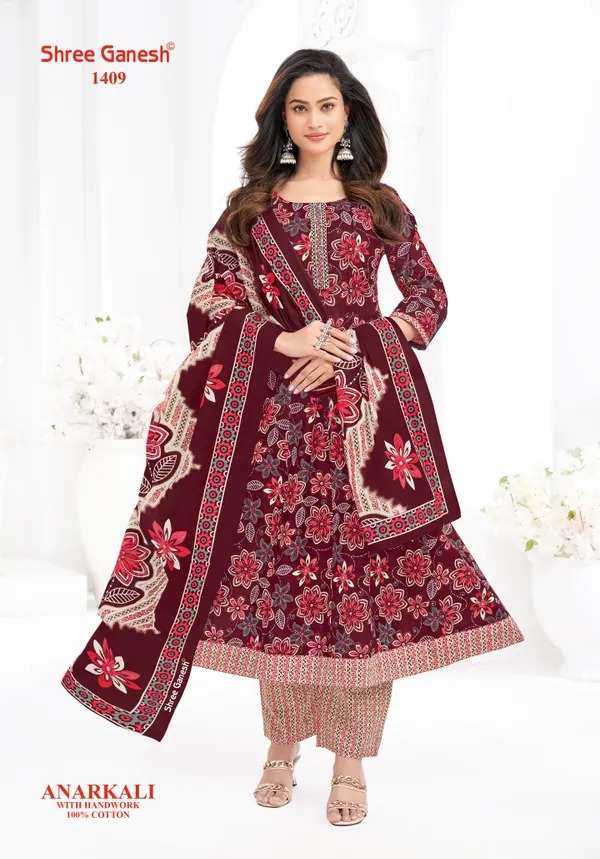 Sree Ganesh Top Bottom & Dupatta | Fully Overlocked | SG1409