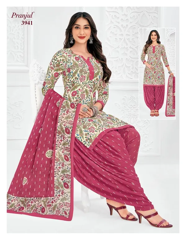 Pranjul Premium Cotton Stright Top Patiyala Bottom with Dupatta | SW3941