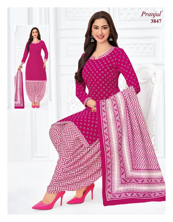 Pranjul Premium Cotton Stright Top Patiyala Bottom with Dupatta | SW3847