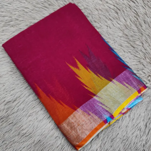 Linen Cotton Saree with Temple Border |SR33