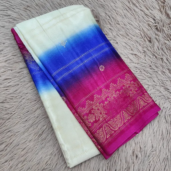 Soft Creap Saree with Contrast Border n Foil work | SR76 