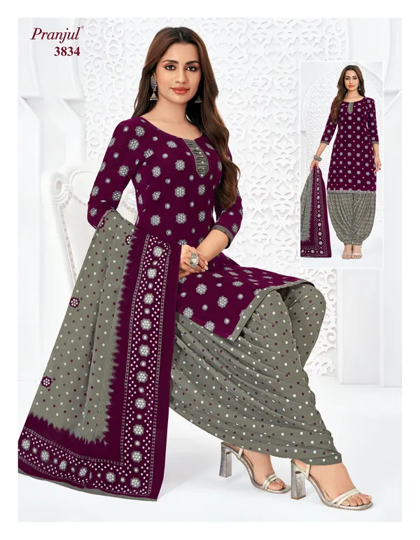 Pranjul Premium Cotton Stright Top Patiyala Bottom with Dupatta | SW3834