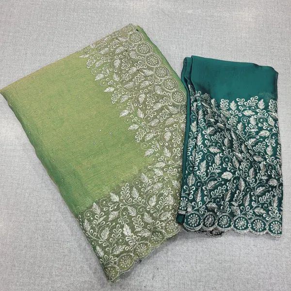 Heavy Fendy Border Saree with Contrast Blouse | SR166