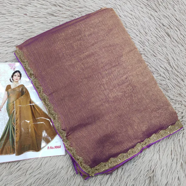 Premium Space Silk Plain Saree with Beads Work Border | SR39