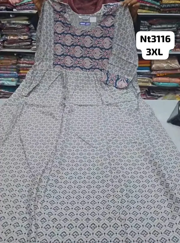 Full Hand Premium Frock Style Nighty } NT3116